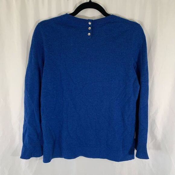Talbots Lambs Wool Blend Sweater Women's Medium Petite Blue Knit Long Sleeve - Picture 6 of 6